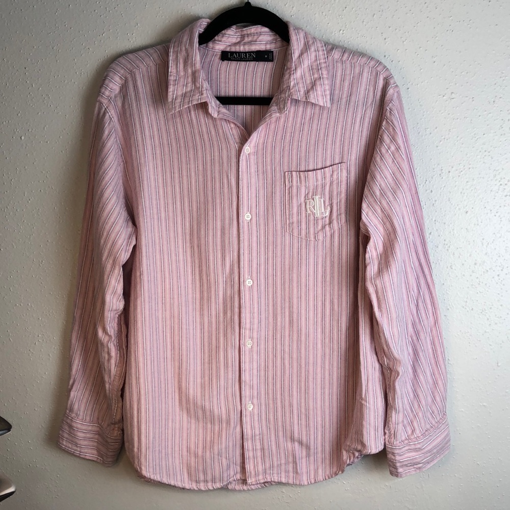 Lauren Ralph Lauren black label pajama top size medium button down loungewear